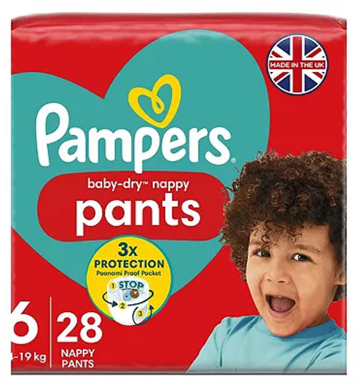 Pampers Baby Dry Nappy Pants Size 6 19 Nappies 15kg Carry Pack
