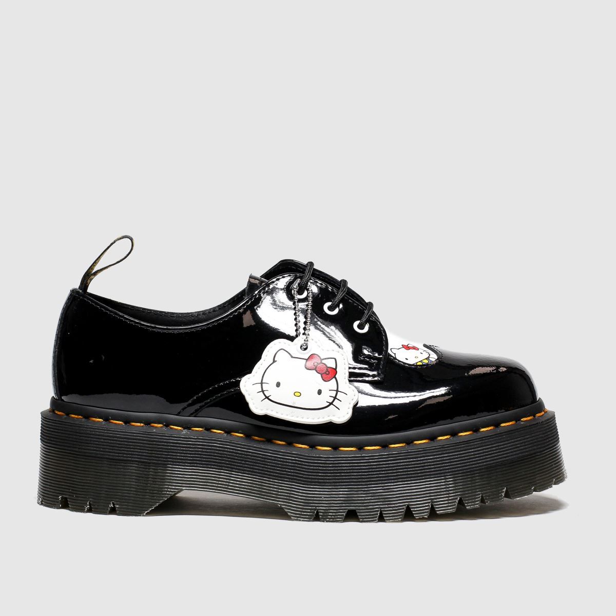 dr martens black lyric spin lace shoe patent flat shoes