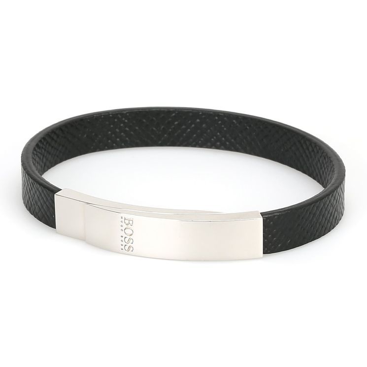 boss men's leather bracelet