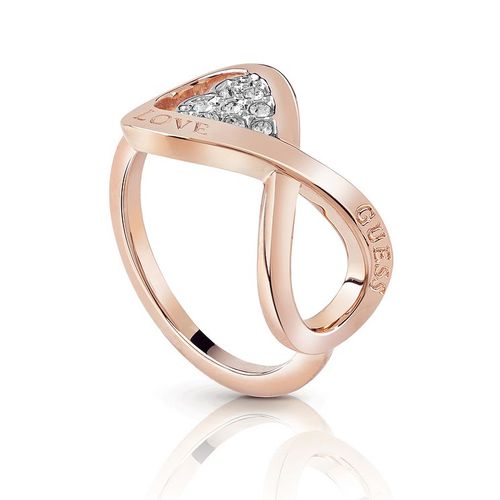 Guess Rose Gold Plated Rhodium Infinity Heart Ring Size N