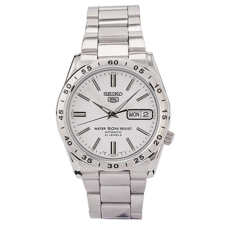 seiko sports 5 men's stainless steel bracelet watch