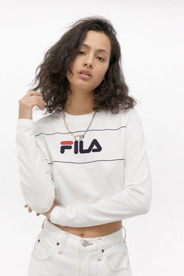 fila holly cropped ecru fleece shirt