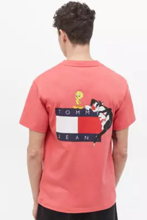 Tommy Jeans X Looney Tunes Red T Shirt Red S At Urban Outfitters