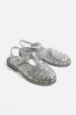 clear sparkle jelly sandals