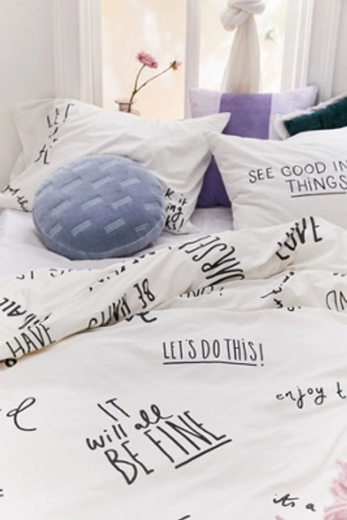 Positive Vibes Duvet Cover Set White Double At Urban Outfitters