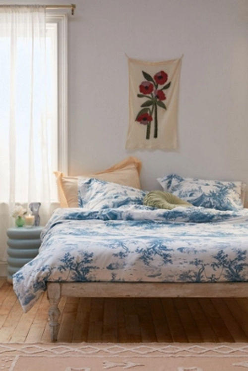 Toile De Jouy Duvet Cover Set Blue Single At Urban Outfitters