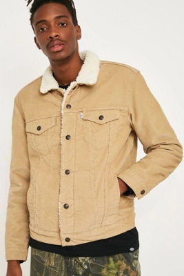 levi's cord borg trucker jacket in beige