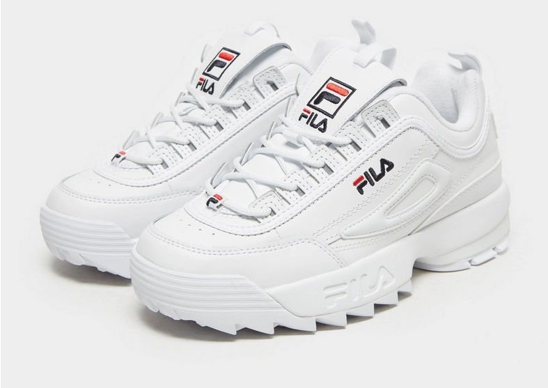 black and white fila trainers
