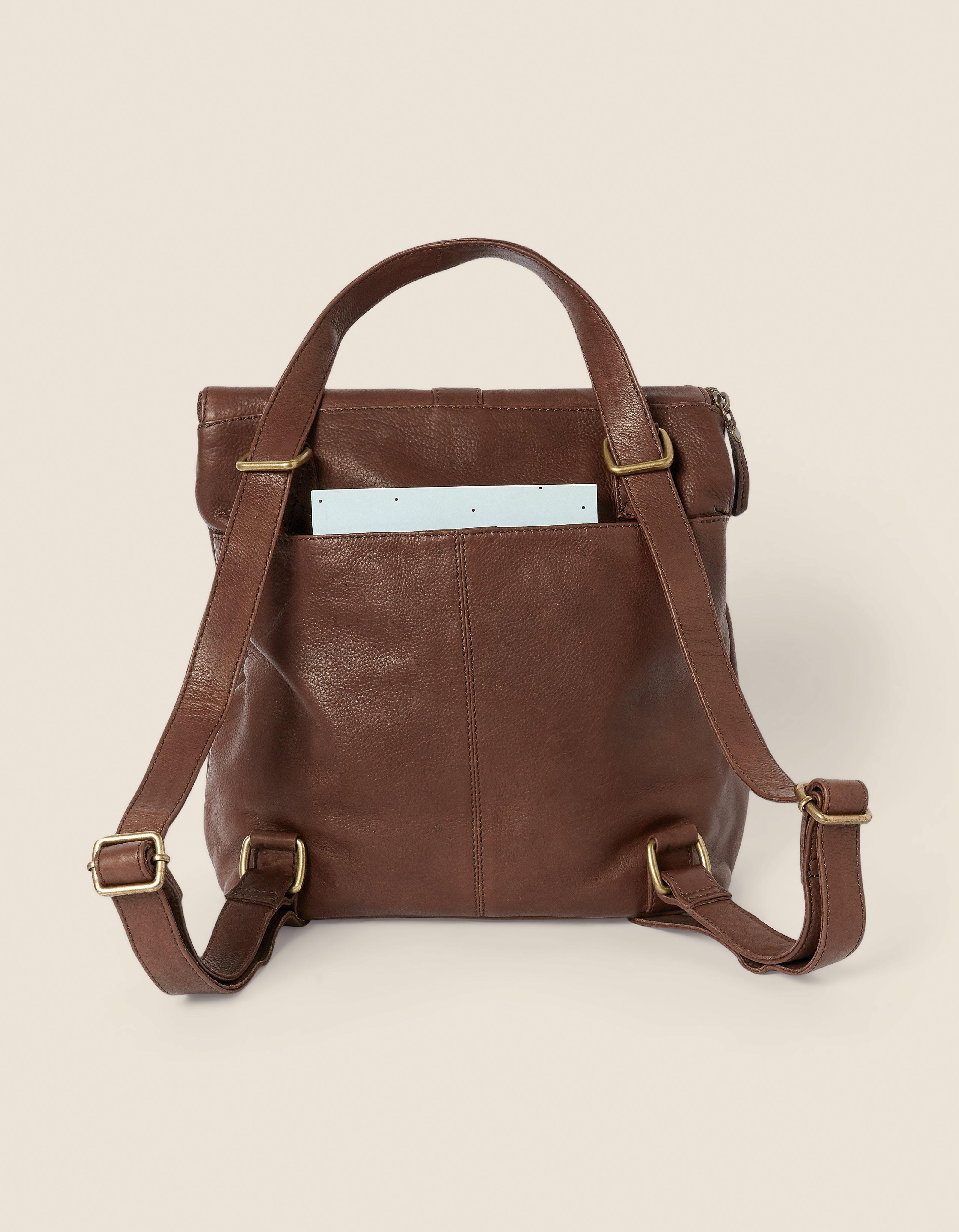 fat face leather rucksack