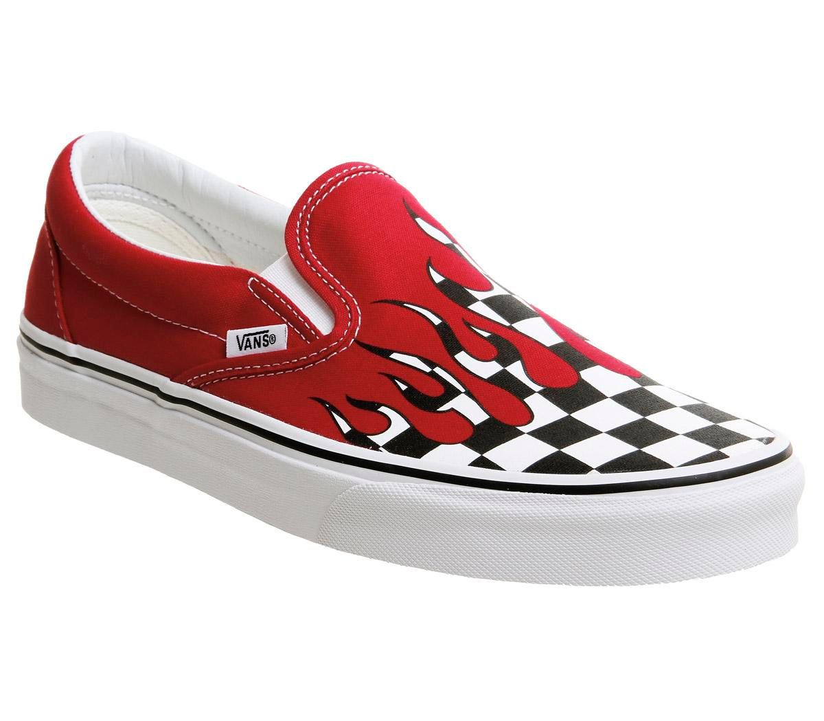 red flame checkerboard vans