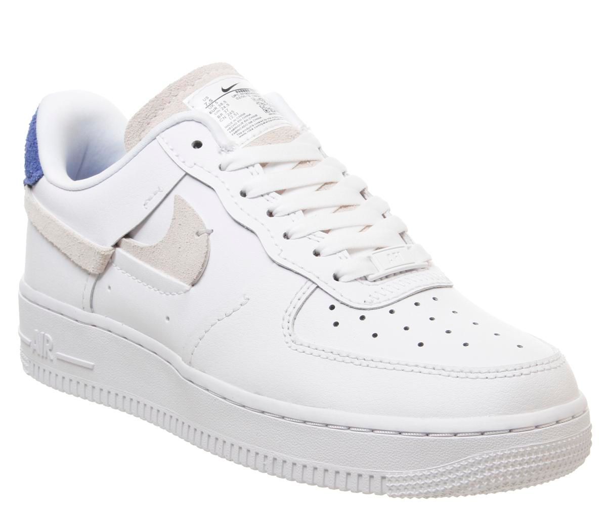 nike air force 1 07 trainers white platinum tint game royal red