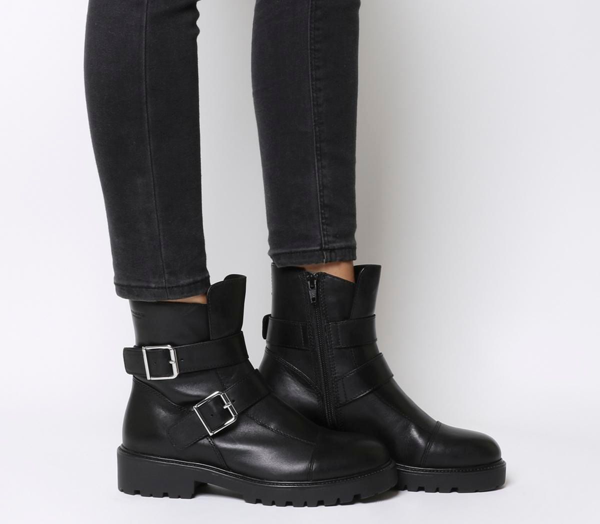 Vagabond Womens Meja Leather Buckle Zip Boot Black