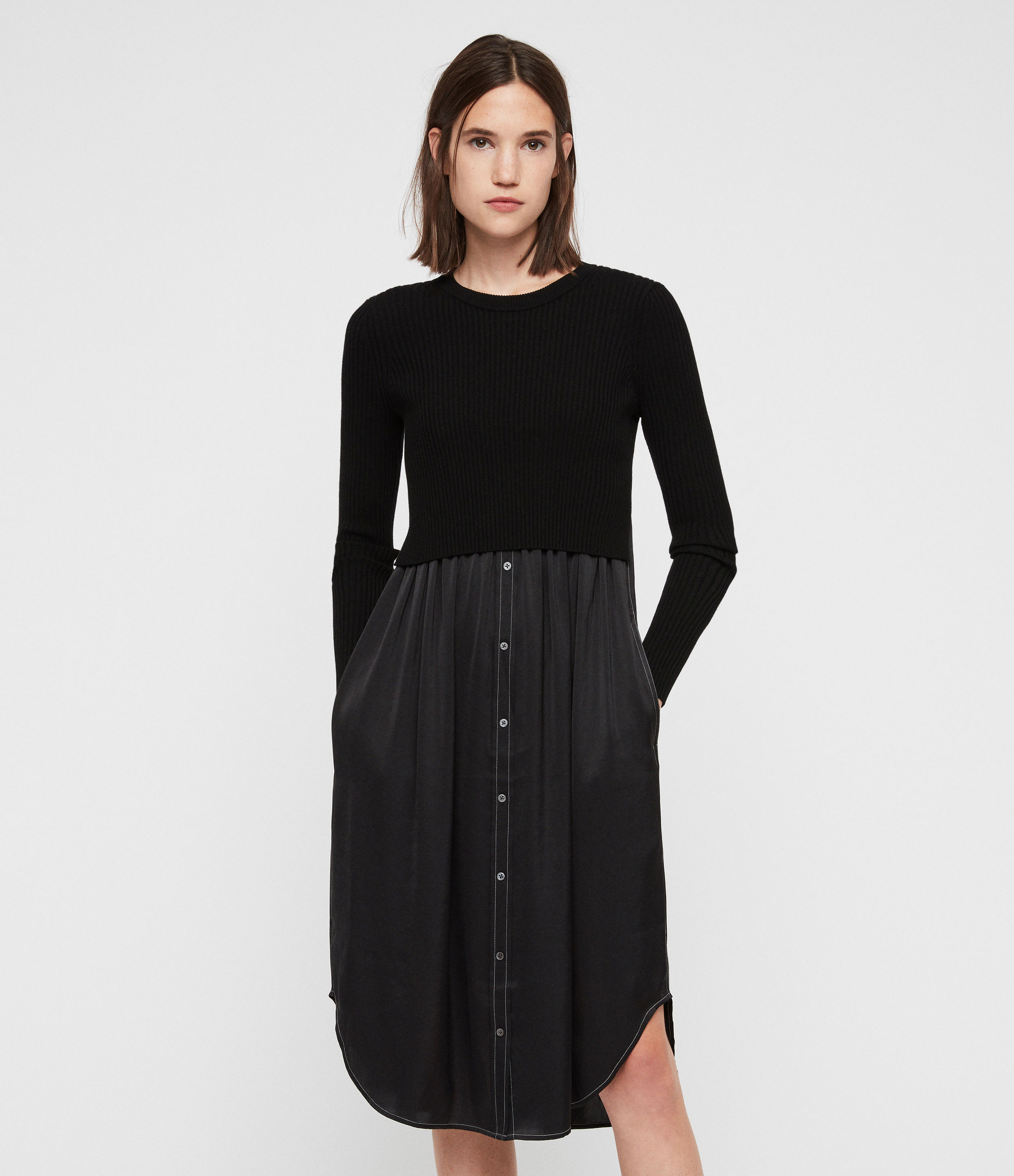 all saints kowlo roll neck dress