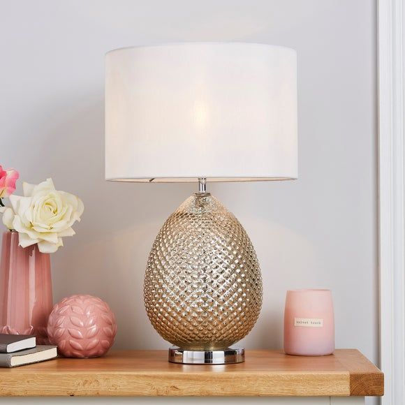 Jena Clear Glass Grey Table Lamp Grey Lenny Glass Clear Table Lamp | Dunelm