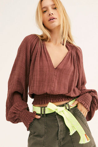 fp one solid smocked top