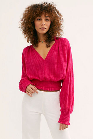 fp one solid smocked top