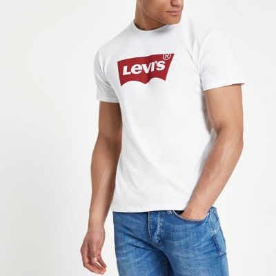 levis white printed t shirt