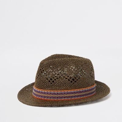 mens brown trilby hat