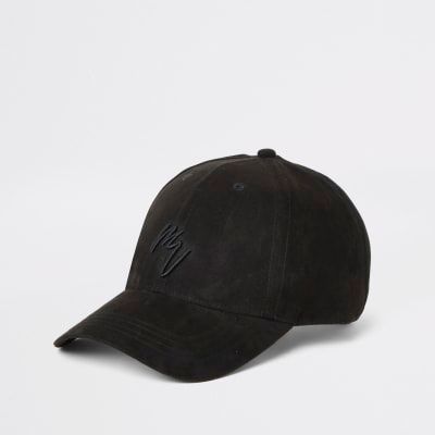 mens black suede cap