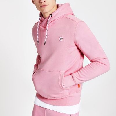 mens pink superdry hoodie