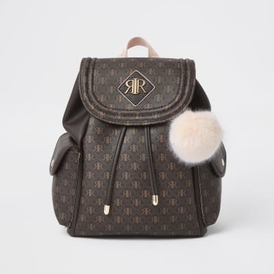 girls black ri monogram backpack