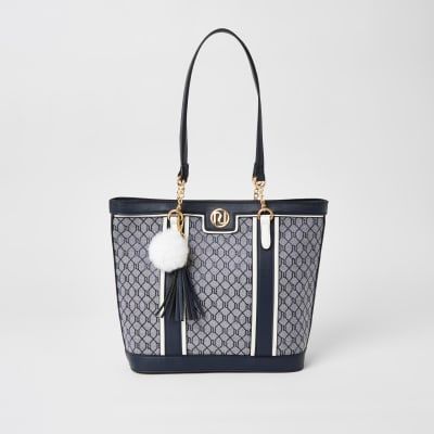 river island navy handbags