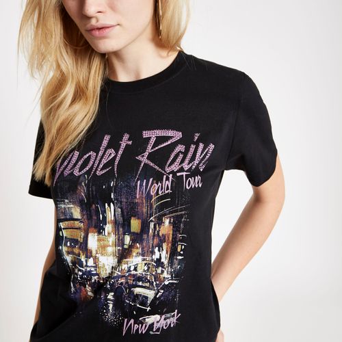 Womens Black Violet Rain Heatseal Print T Shirt Compare Trinity Leeds