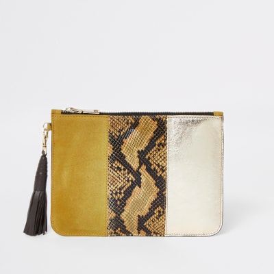 yellow clutch bag river island