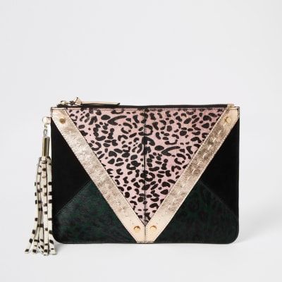 leopard print clutch bag river island