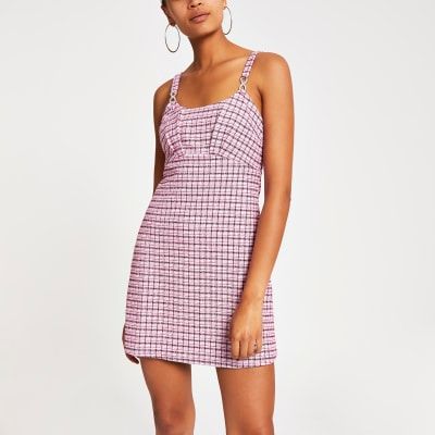 river island check pinafore