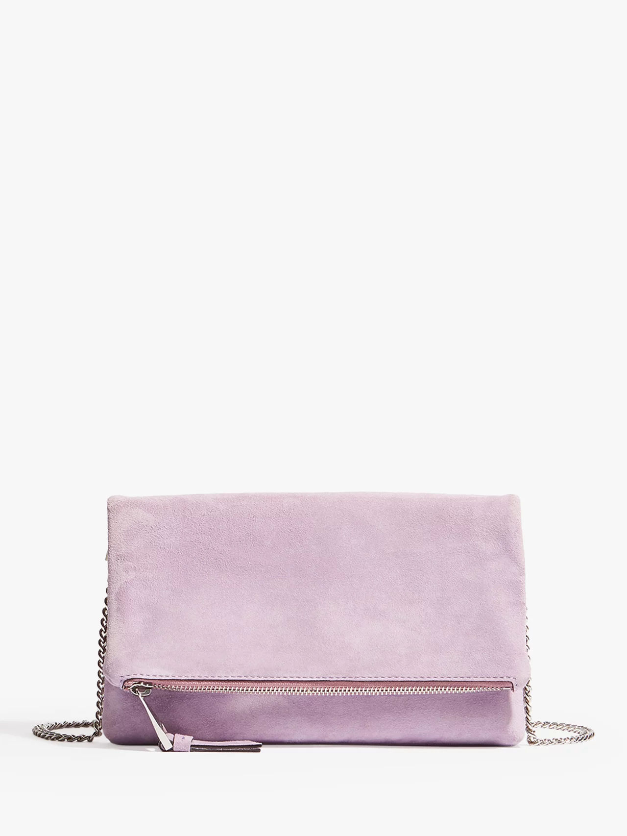 lilac suede clutch bag