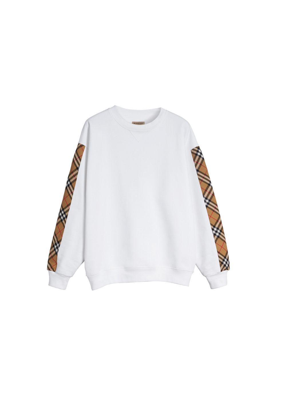 vintage check detail cotton blend sweatshirt