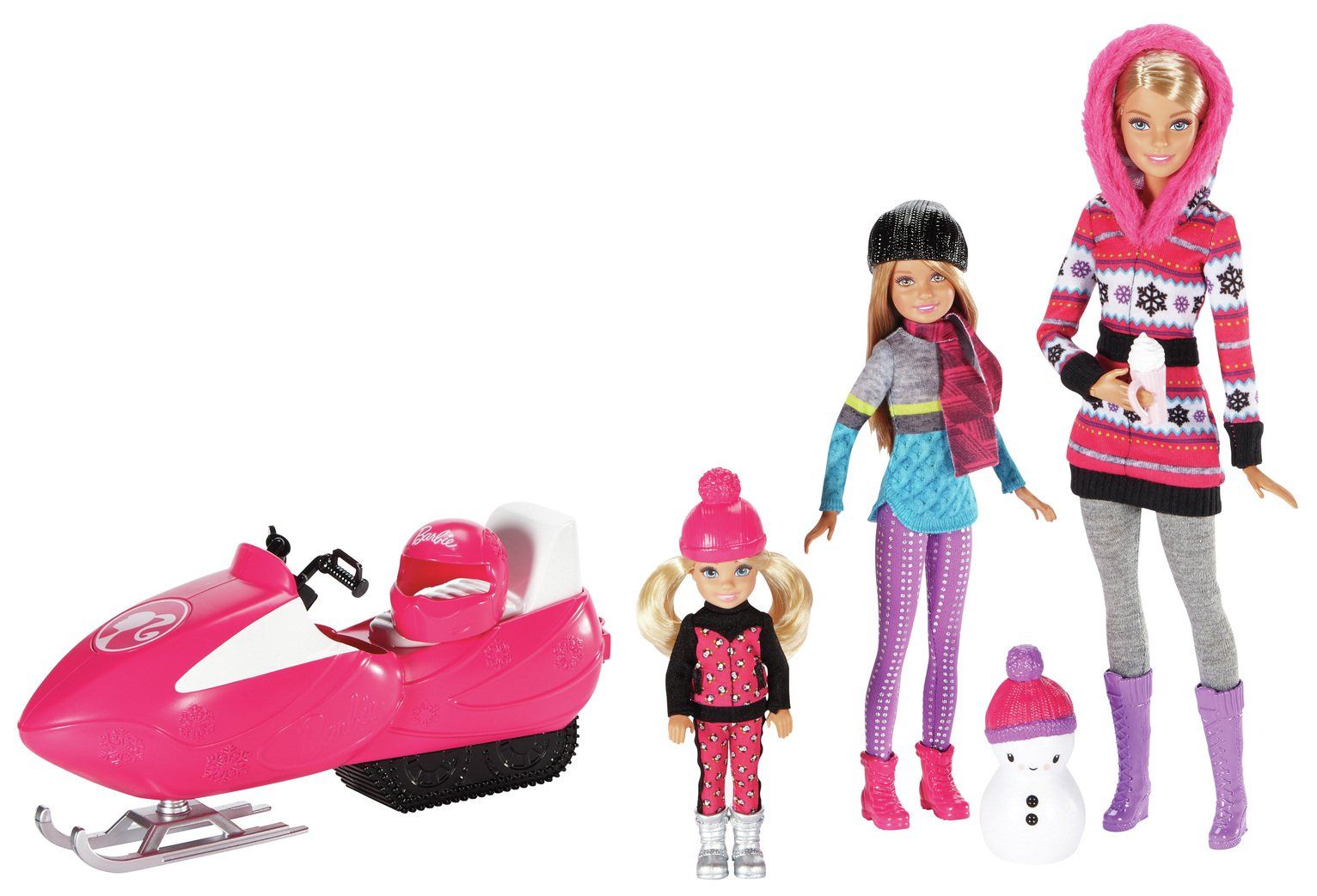 complete barbie home set with 3 dolls