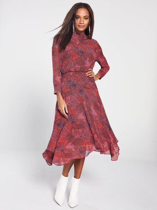 Whistles High Neck Abstract Animal Carlotta Dress Red Compare Grazia
