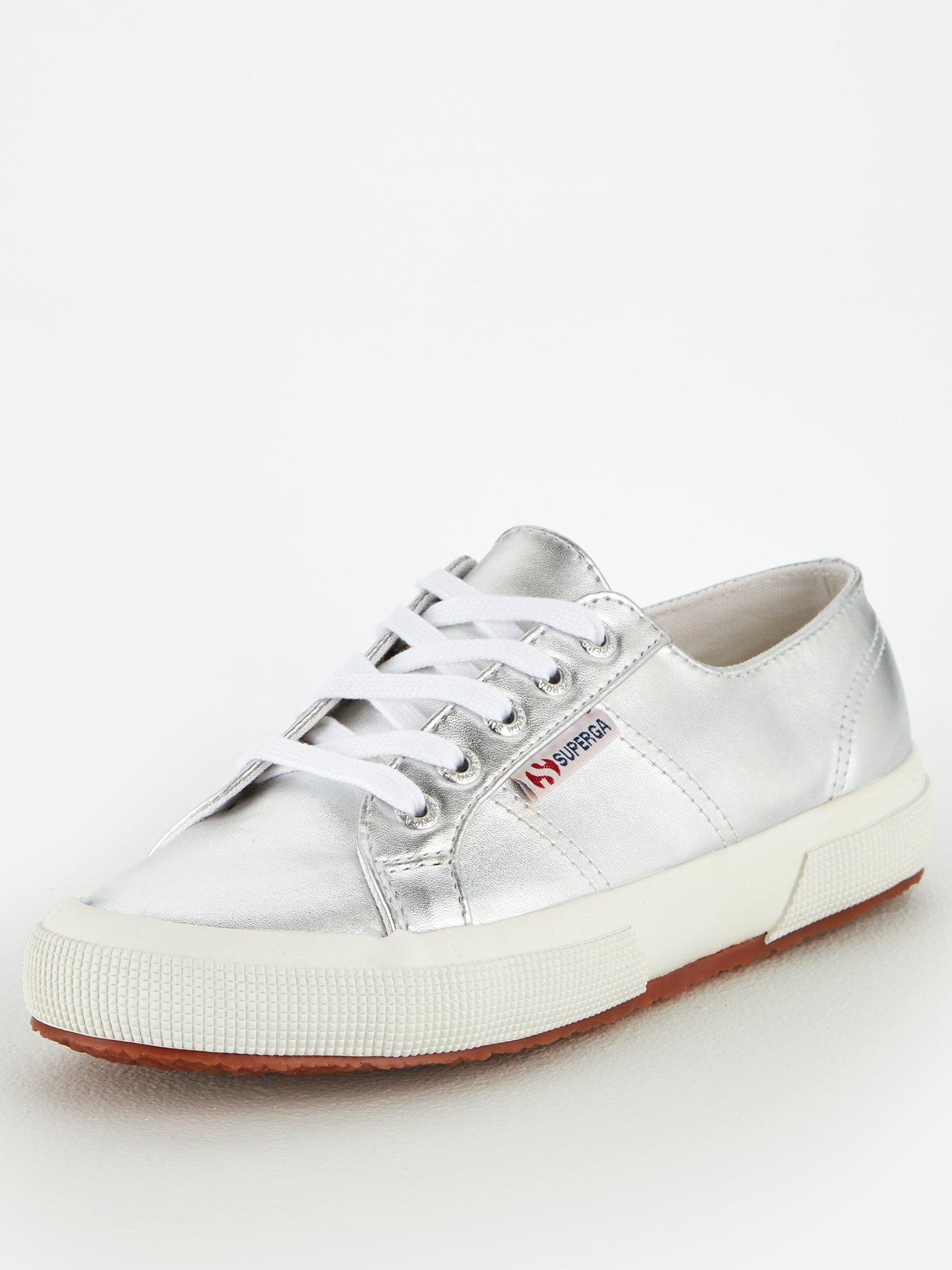 superga 2750 classic silver plimsoll trainers
