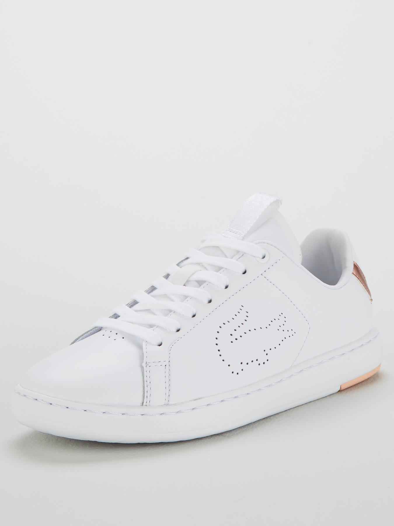 lacoste white and rose gold trainers