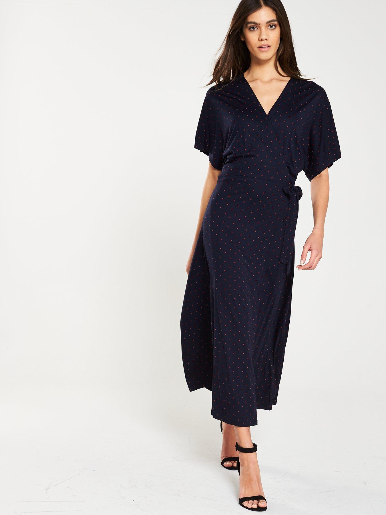whistles spot wrap jersey dress