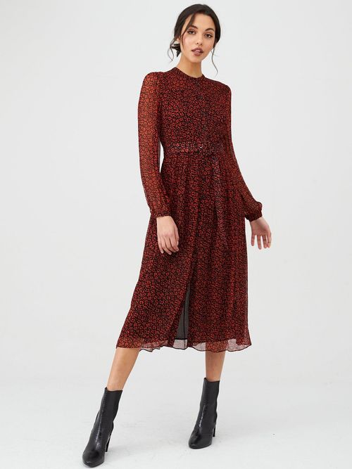 Whistles High Neck Abstract Animal Carlotta Dress Red Compare