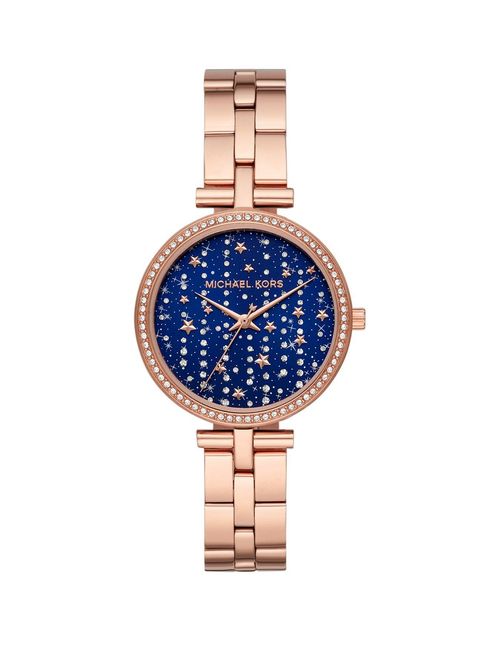 Michael Kors Michael Kors Blue Falling Starts Dial Rose Gold Stainless Steel Bracelet Ladies Watch 179 00 Grazia
