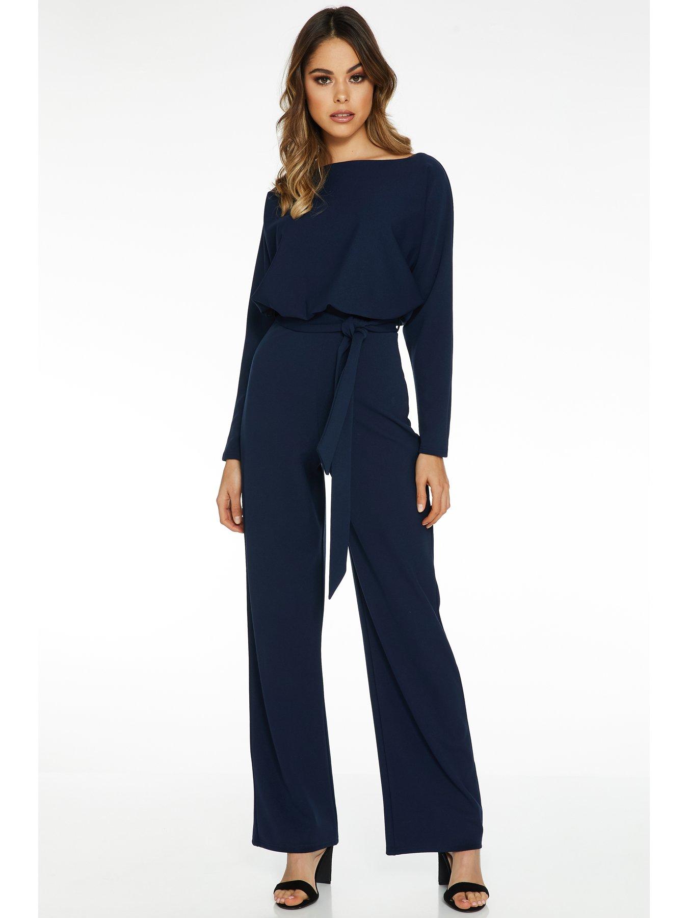 quiz batwing belted jumpsuit