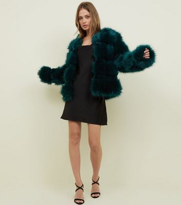 black pelted faux fur parka jacket