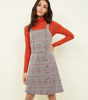 new look red pinafore dress
