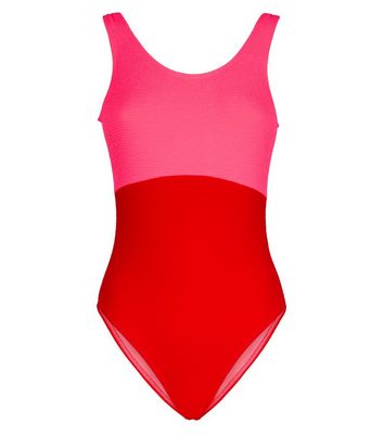 red crinkle swimsuit