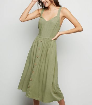 new look button front midi dress