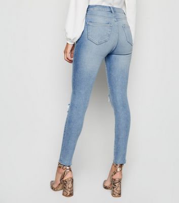 blue ripped high waist super skinny hallie jeans