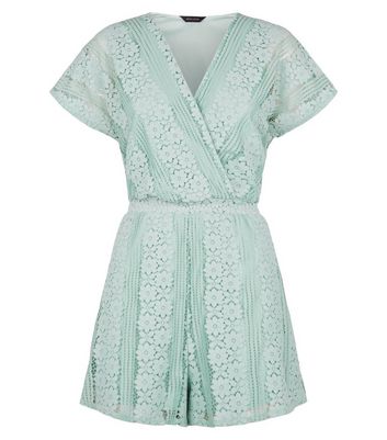 new look green lace playsuit