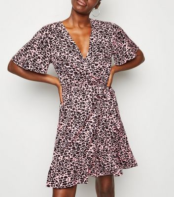 new look pink wrap dress