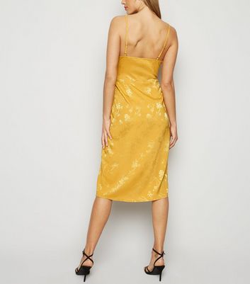 new look mustard satin dress