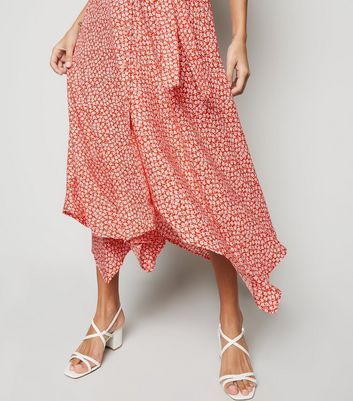 new look red ditsy floral dress