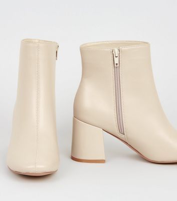 cream ankle boots with heel